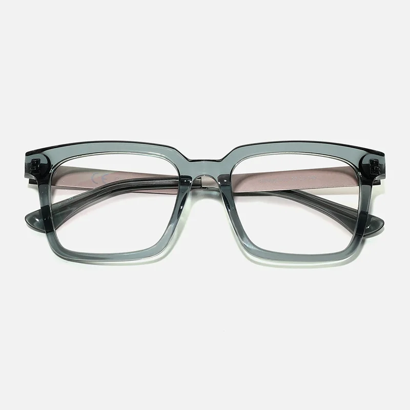 2022 New Retro Full Rim Prescription Glasses Frame Unisex High End Double Rivet Green Frame Square Acetate Optical Glasses