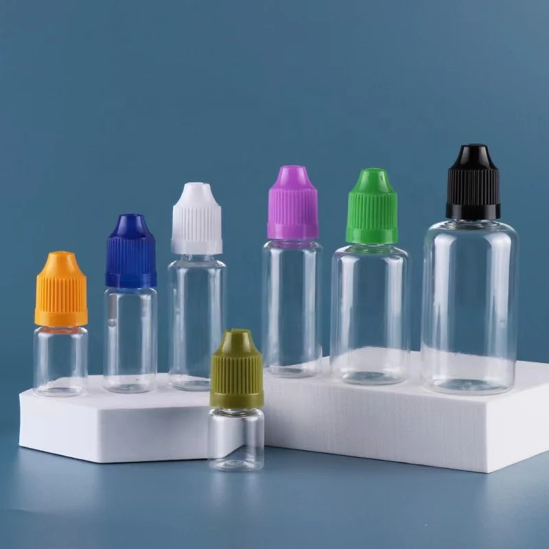 wholesales 3ml  5ml 10ml 15ml 20ml 30ml 50ml 100ml clear plastic bottle with childproof cap for liquid oil/pigment
