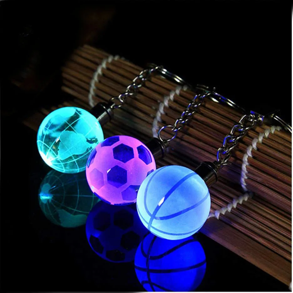 Custom creative 3D engraved LED light-emitting backpack cell phone pendant decoration crystal keychain car