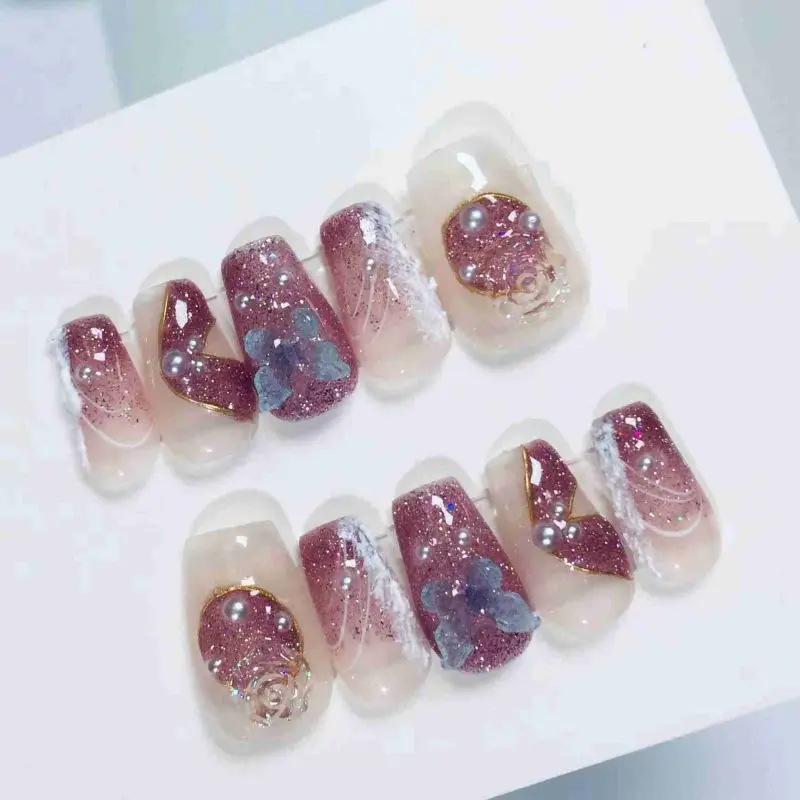 New arrival Artificial Nails Short With Glue Pure Gel Nail Press On Btartbox Handmade Press On Nails