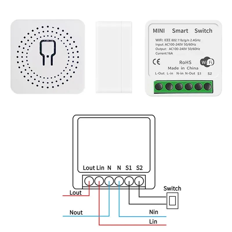 Умный переключатель Tuya WiFi Mini DIY 2-стороннее управление Модуль Автоматизации умного дома 16 А через приложение Alexa Google Home Alice Smart Life