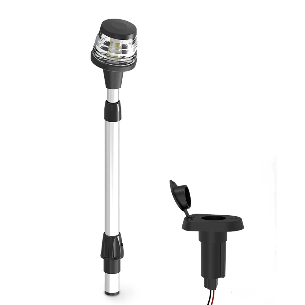 Telescopic Aluminum Pole LED Navigation Light White Visibility 2 Nautical Miles 360 All-Round Lamp Nautical Boat Accessories