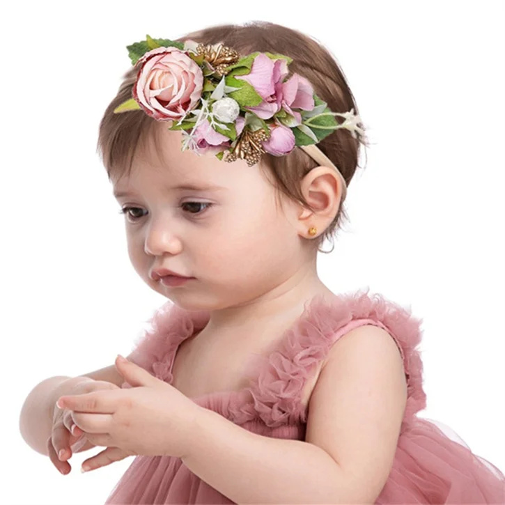 2024 High quality garden rustic style flower girl wreath headbands wedding  accessories baby girls hair accessories