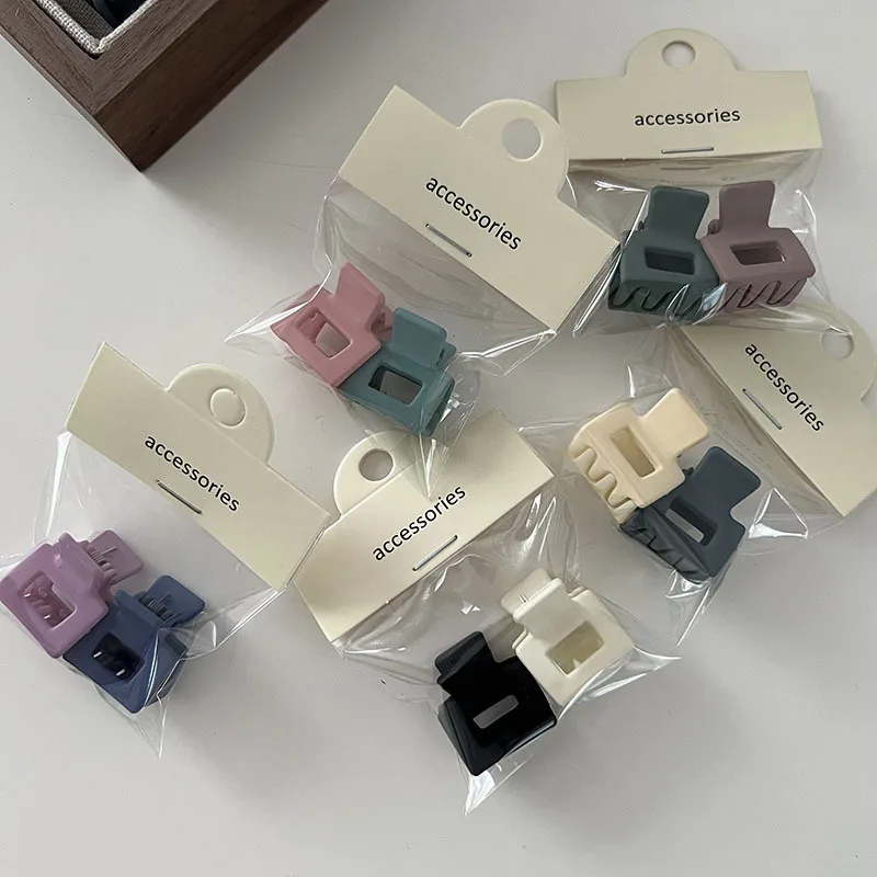2PC New Mini Korean Hair Clips Claw 2022 Colorful Acrylic Acrylic Square Kids Girl Hair Clips Accessories
