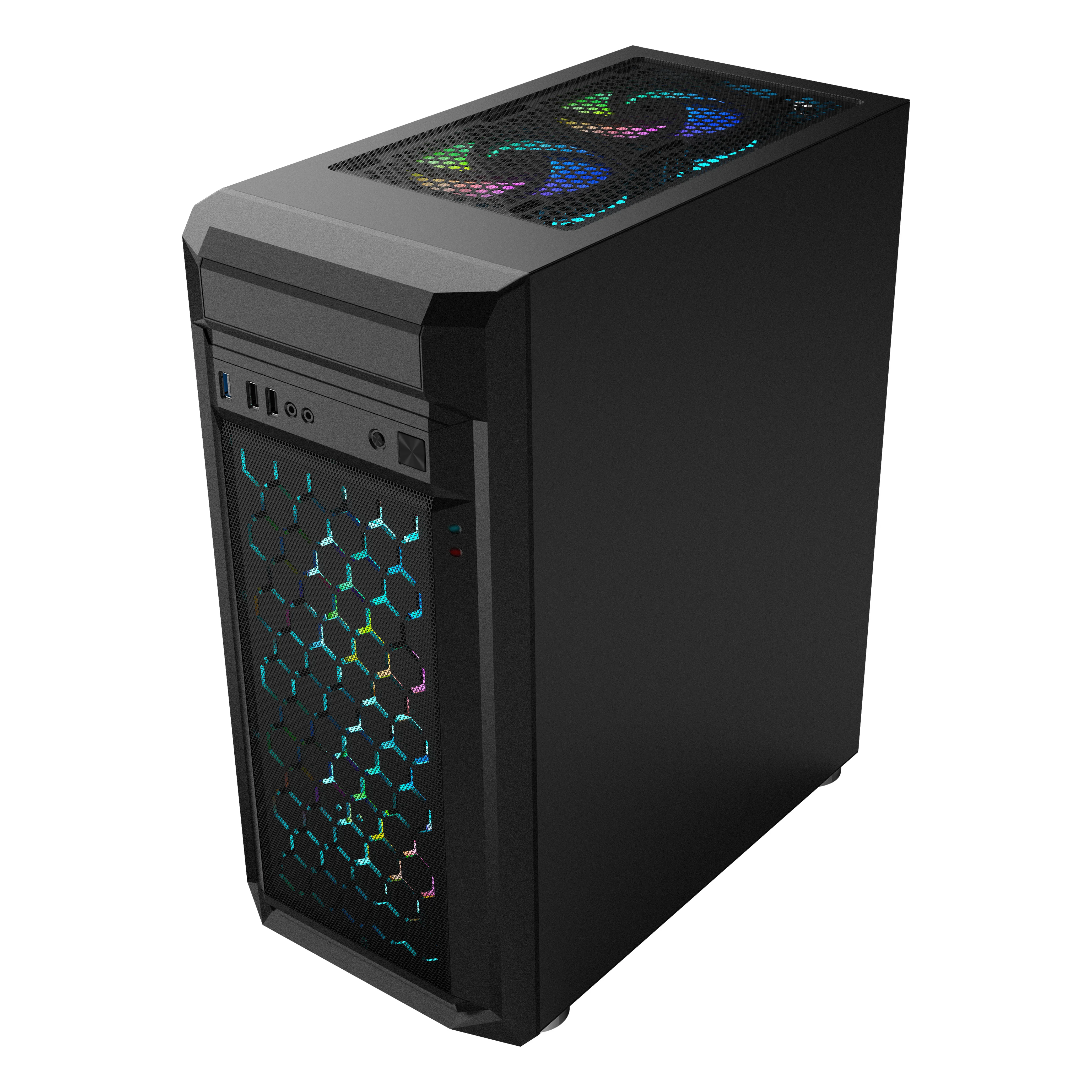 Оптовая продажа Настольный заказкая стеклянная btx плексигласа с Настольный вентилятор СИД Средняя башня игровой корпус