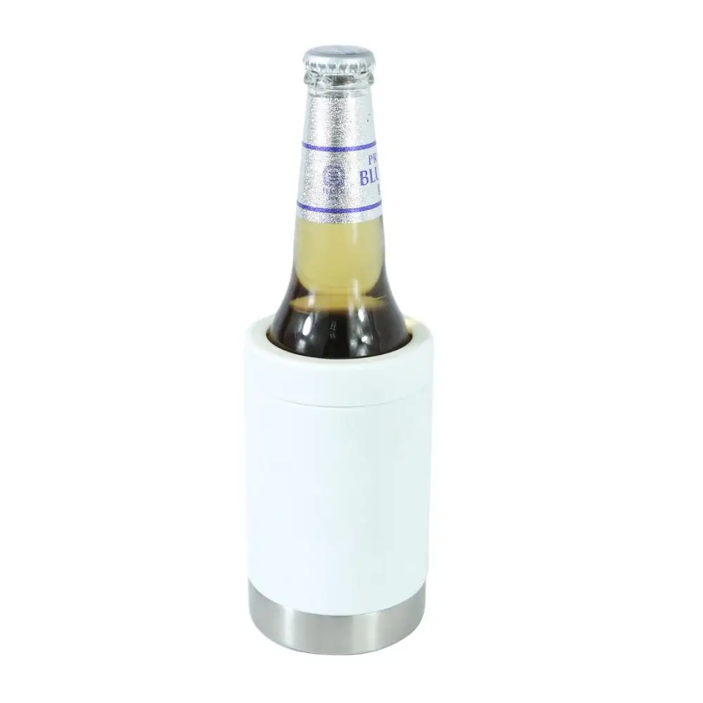 Wholesale Custom Logo Metal Vacuum Insulated Double Walled Stainless Steel Beer Cans Cooler Holder With Opener