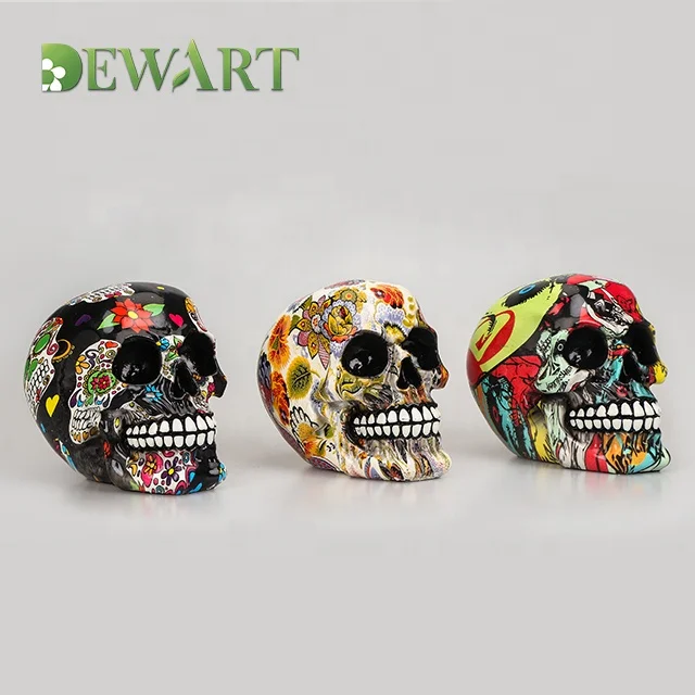 Hot Selling Craft Handmade Scary Skull Sculpture Decor Resin Art Statue For Halloween Holiday Home Decoration Accessories