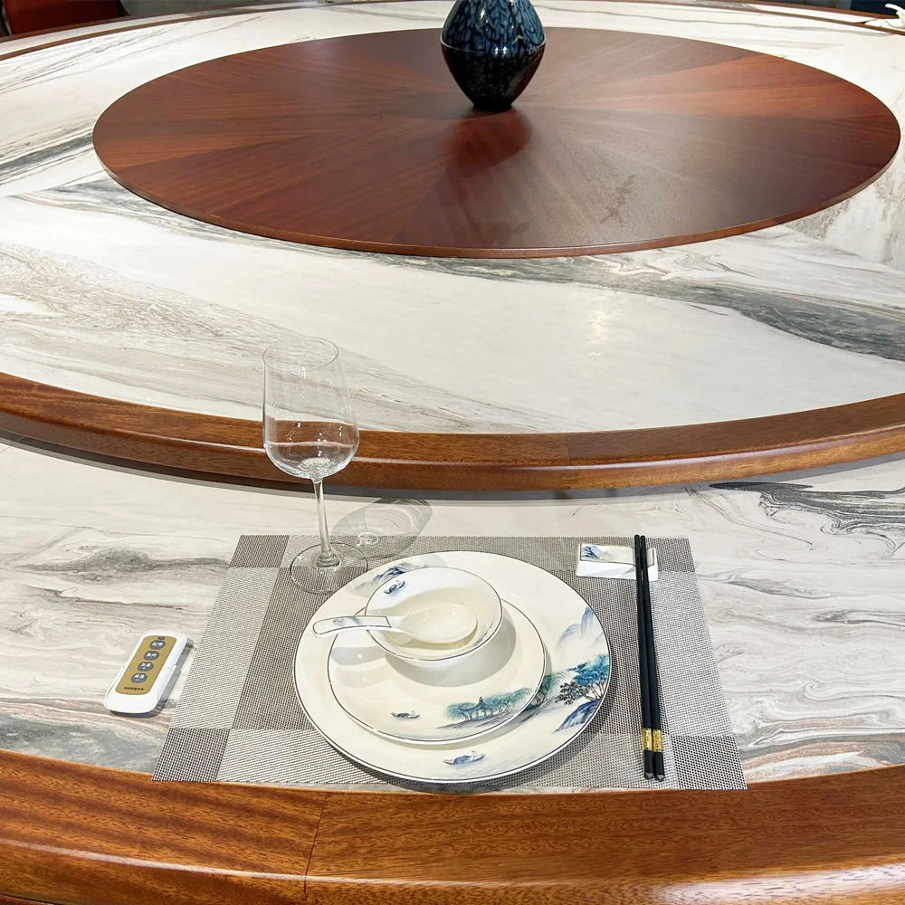 Zhuoyue DDYZ08 auto dinner hotel furniture supplier Electric Large Round Table antique Banquet Wood Rotatable Dining Tables