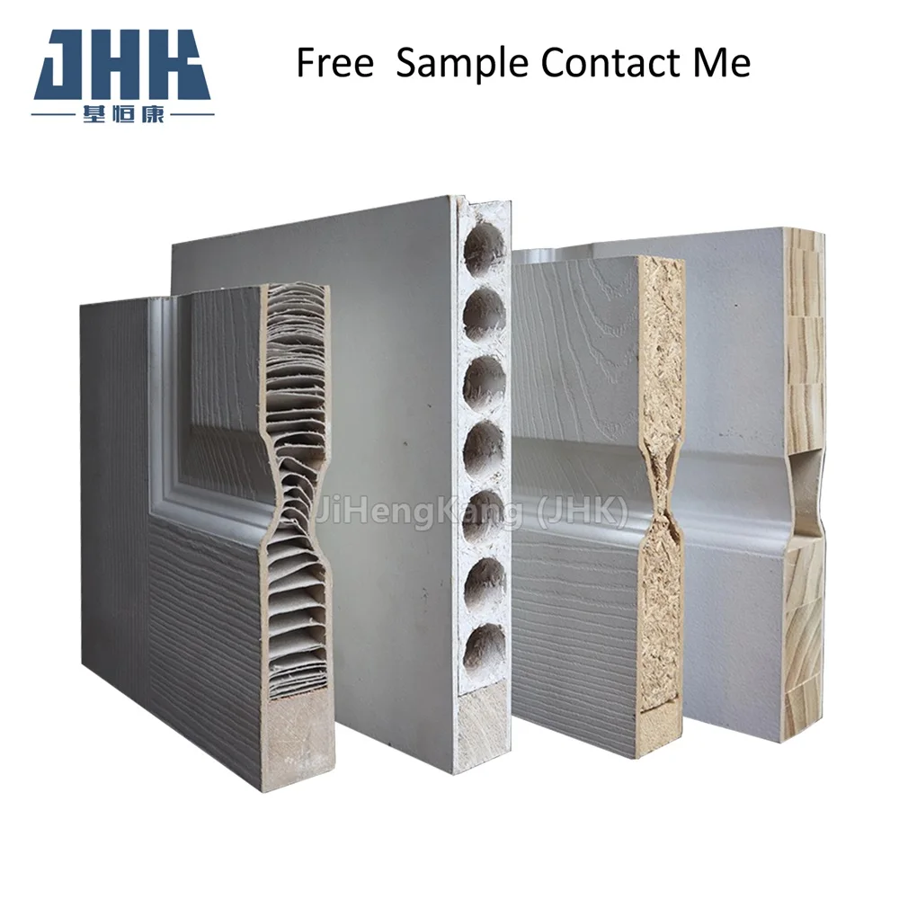 JHK White Primer Pine Wood Glass Interior wooden hdf mdf skin panel doors for house projects wholesale