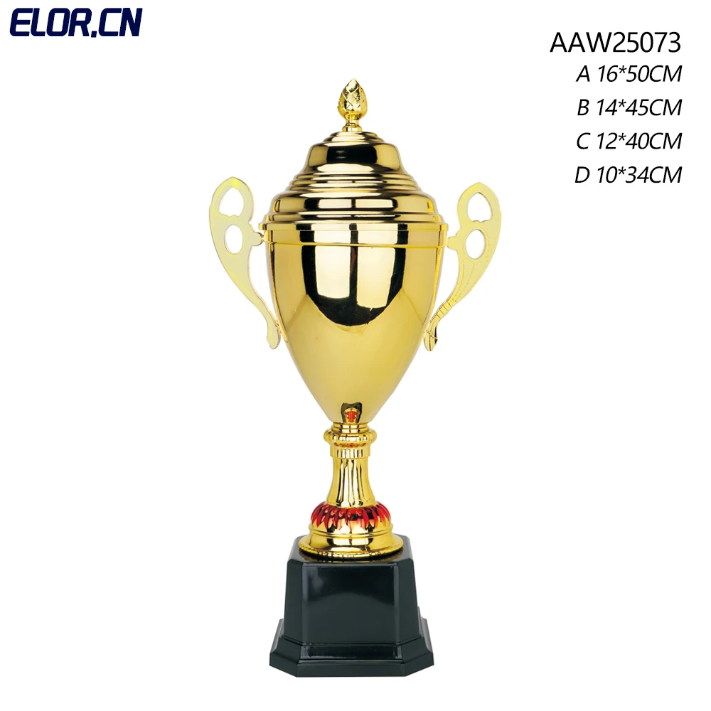 ELOR China Factory Custom Big Golden Ball Trophy Award Lower Price With Picture For Basketball And Football