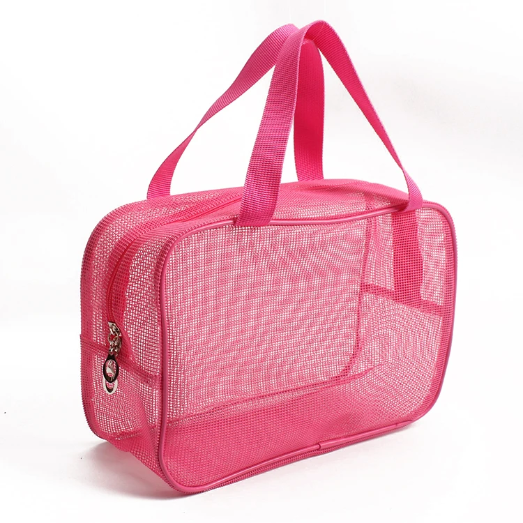 Cosmetic Organizer Bag Mesh Beach Tote Bag for Swim Pool Shower Caddy with Handles