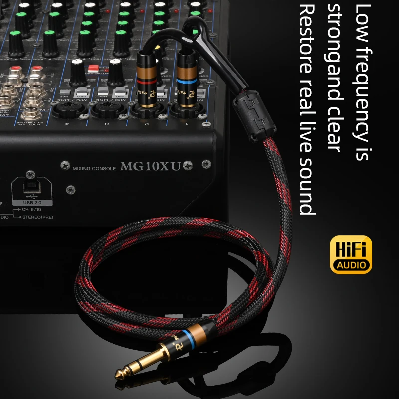 ATAUDIO Hifi Stereo 6.5 to Dual 6.5 Mono Audio Cable Gold-plated Male to Male Jack Mixer Phone Power Amplifier Audio Adapter