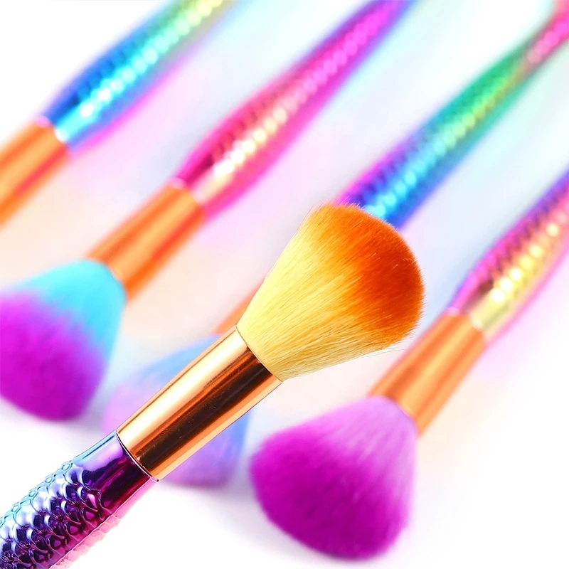 Nail Art Brush Pen Mermaid Soft Fluffy Dust Clean Glitter Powder Remover Gradient Color Handle Blush Makeup Tools
