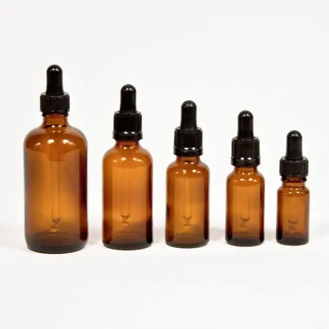 Wholesale 5ml 10ml 15ml 20ml 30ml Small Amber Pharmaceutical Glass Essential Oil Dropper Bottle