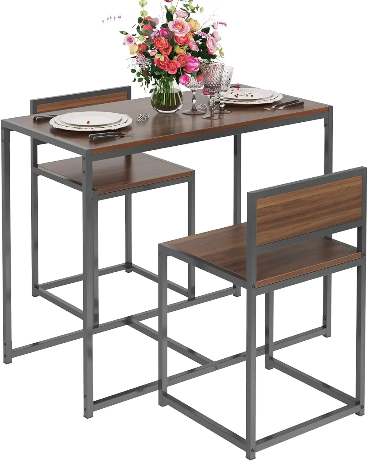 Комплект обеденного стола sogesfurniture из 3 предметов современный кухонный стол и стулья для 2 деревянный квадратный барный паба