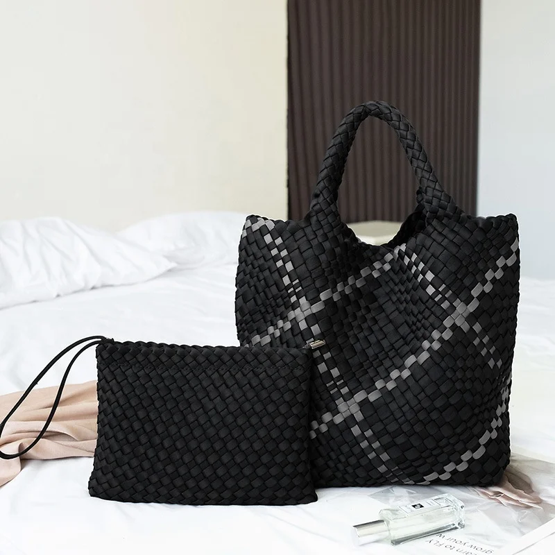 2021 Customization Women Hand Bags clutch Purses and Handbags handmade Woven neoprene tote bag Handbag set bucket bags