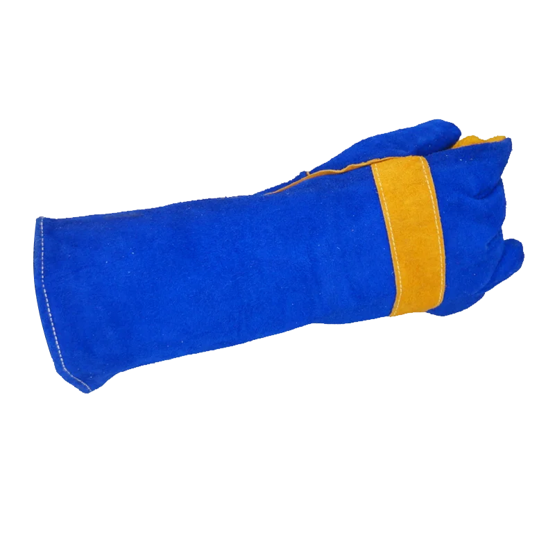 Blue Cow split leather welding gloves durable heat resistant welder gloves for welders