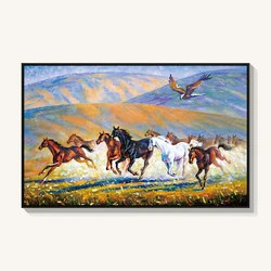 modern 3d home goods pictures eight running horse decorative  oil painting canvas custom wall art