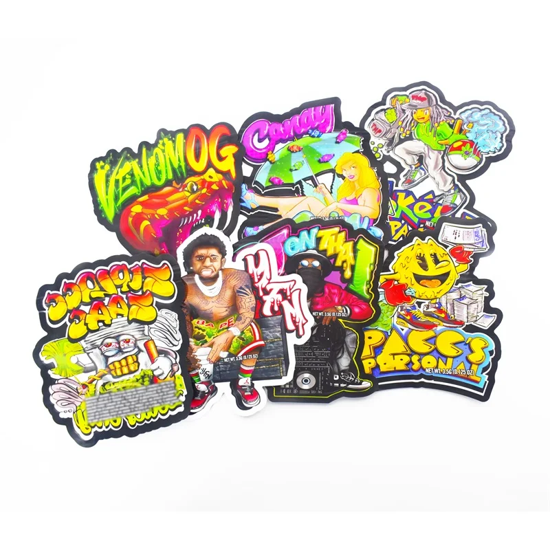 Free Sample Resealable Smell Proof Candy Tea Powder Food Grade CR Flat Bag 3.5 g Zipper Packaging Stand Up Pouch Mylar Bags