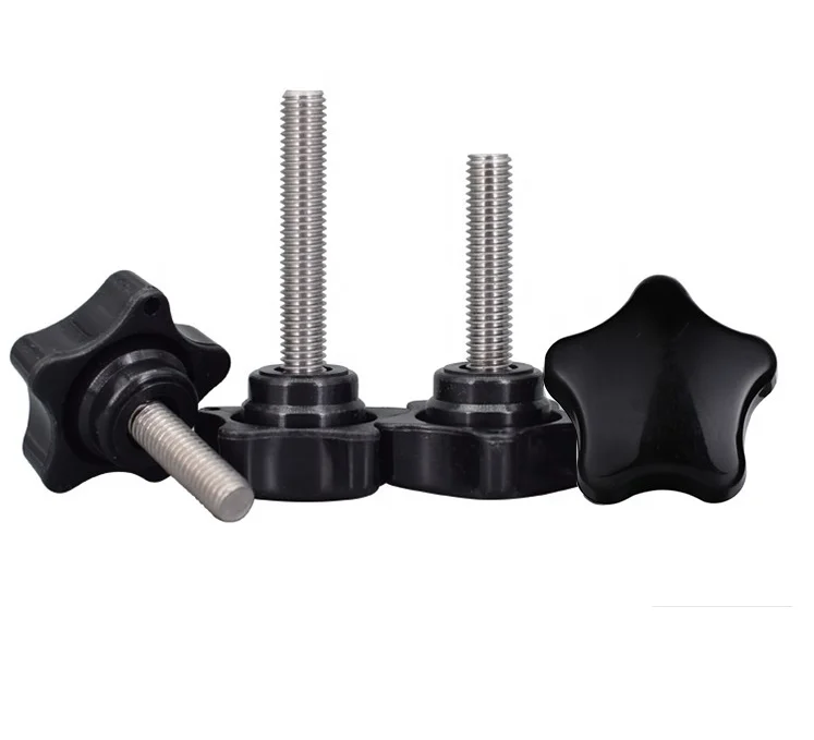 Factory Black Plastic Five Star Head Stainless Steel Thumb Knob Screw M4 M5 M6 M8 M10