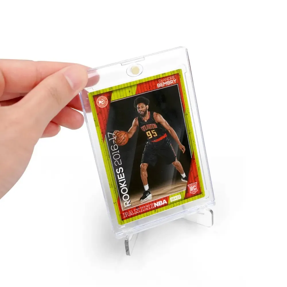 Clear Transparent Acrylic Hard Plastic 55PT One Touch Trading Card Magnetic Holder for Sports Tcg Cards Collectors Toploader