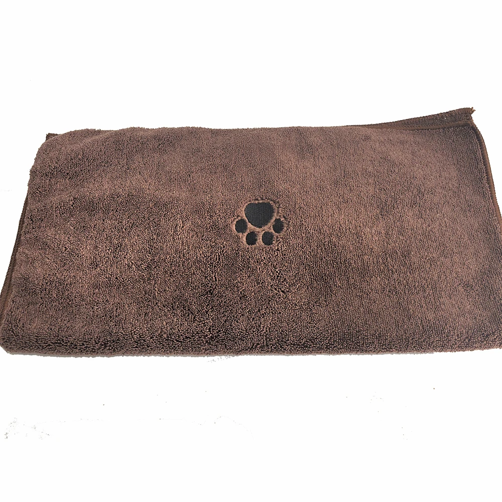 Super Absorbent Large Microfibre Pet Towel with Embroidery Paw Print QuickDry Cleaning Cloths for Dogs and Cats