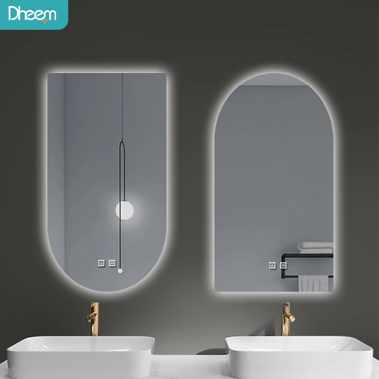 Modern Hotel Led Mirror Light Luxury Decorative Frameless Half Circle Led Backlit Bathroom Mirrors