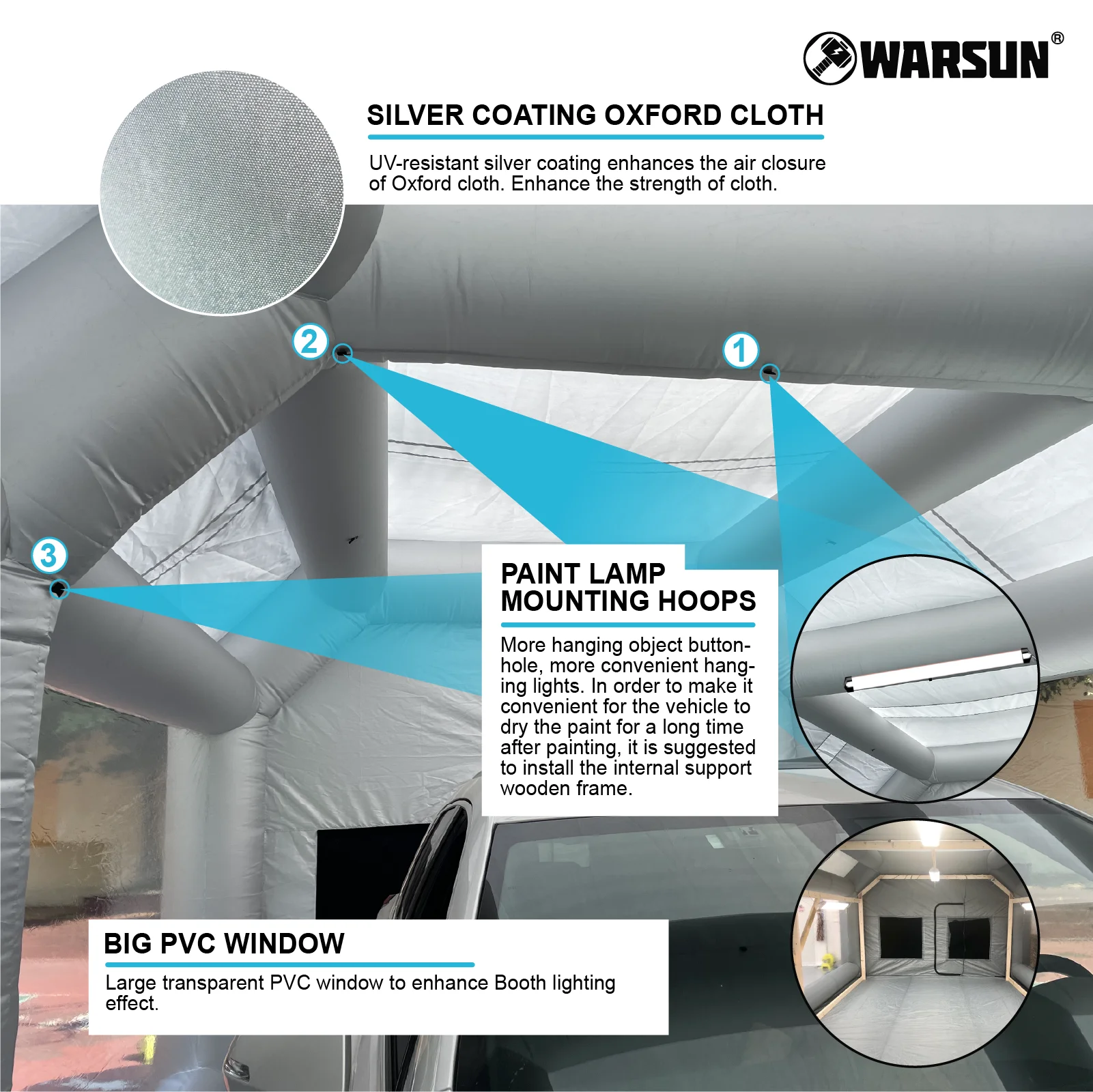 Warsun 6m Factory Price Spray Booth Inflatable Car Painting Portable Spray Booths Sale Paint Booth