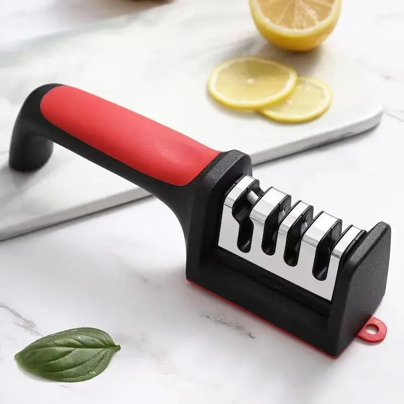 Low Price Wholesale Home Kitchen Stable Portable Knife Sharpening Red Black Afiador De Faca Knife Sharpener
