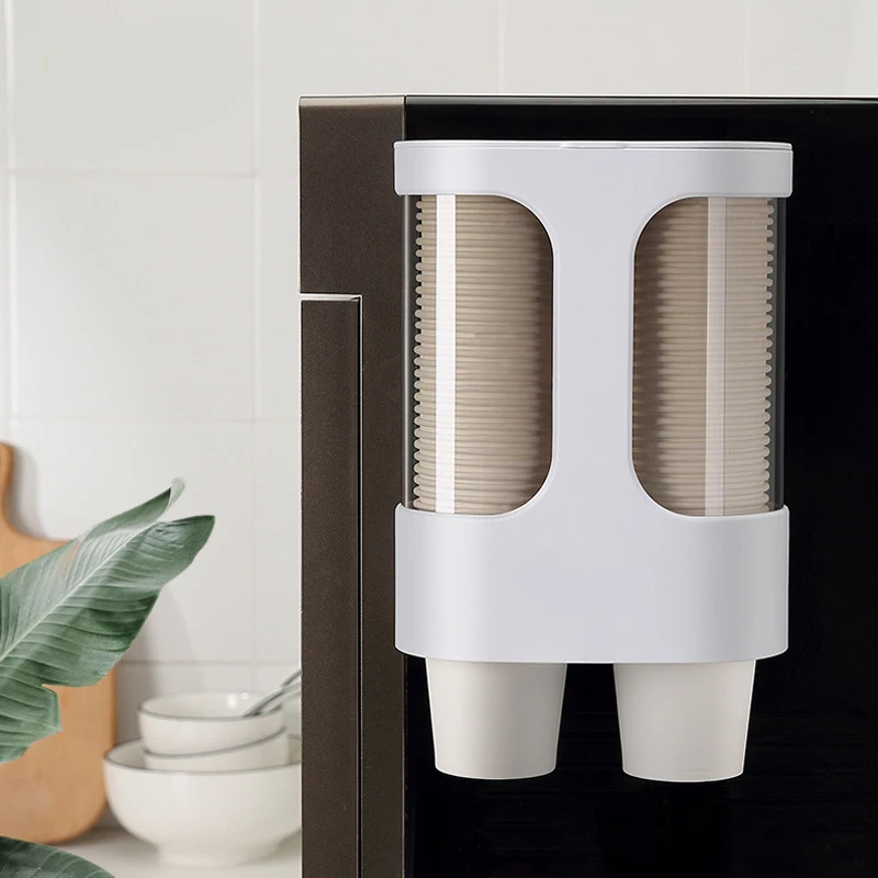 2021 hot selling high quality non punching wall mounted dust-proof double tube automatic disposable water dispenser cup