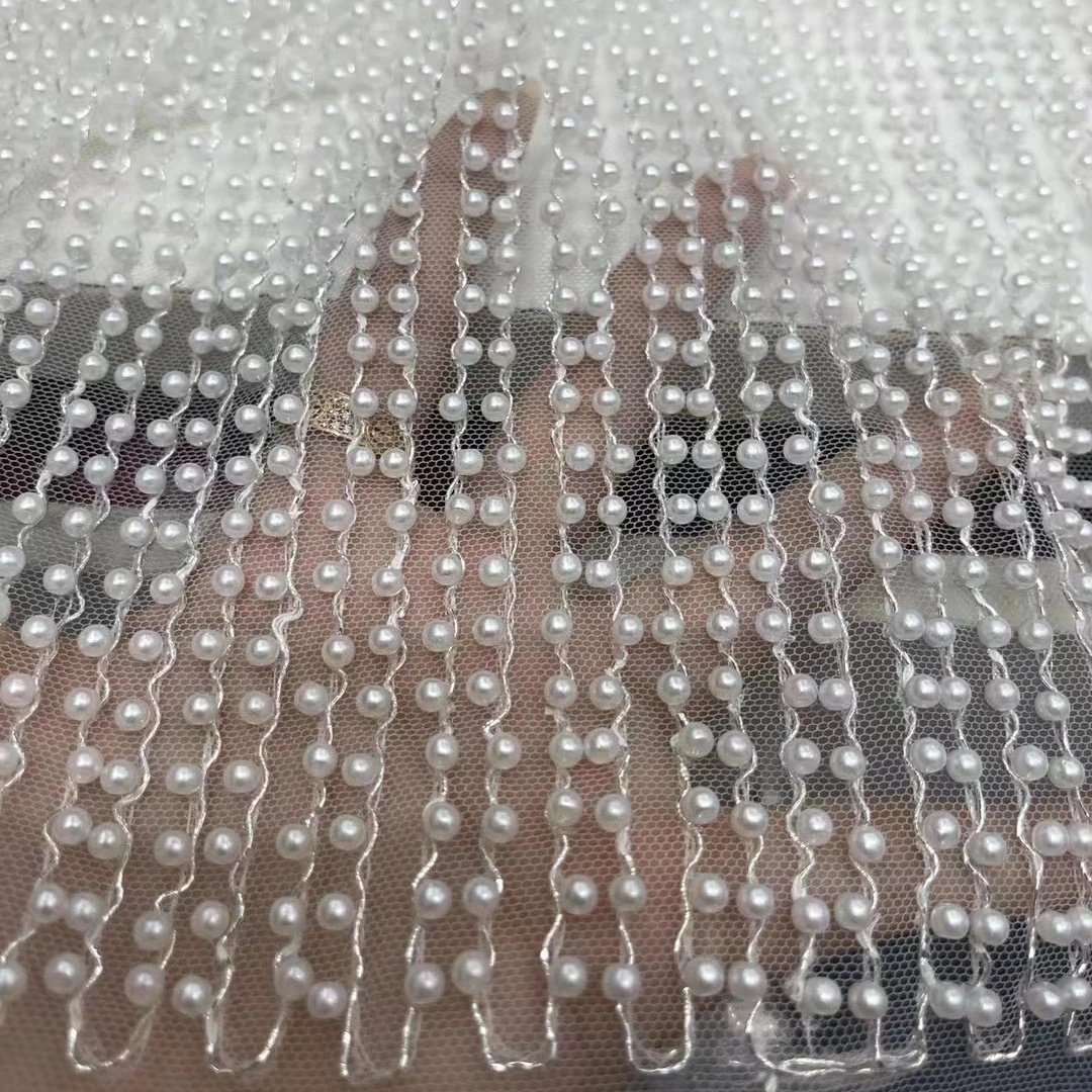 wholesale White Beaded Bridal Wedding bridal Embroidery Beads Fabric