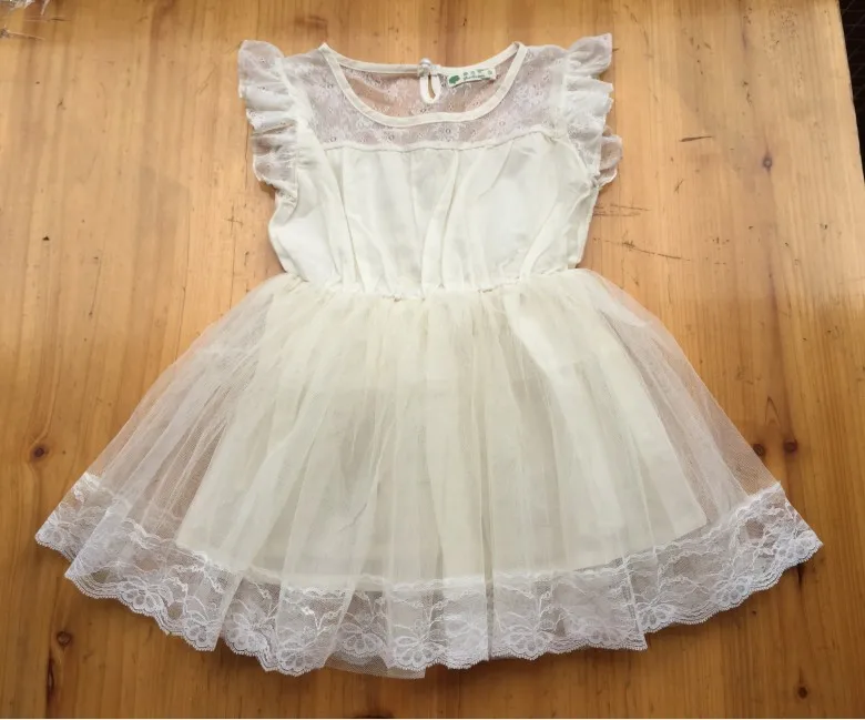 
Free Shipping Stock Kids Princess Flower Chiffon Girls Lace Baby Dress 