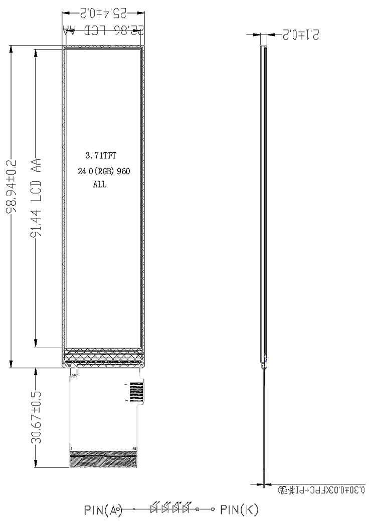 3 7 дюймов 240*960 40Pin MIPI TFT ЖК-экран для автомобильного видеорегистратора ST7701S 71 полосатый ЖК-дисплей модуль пользовательская Сенсорная панель CTP