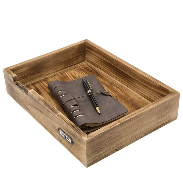office wholesale rustic wooden notebook tray organizer for file