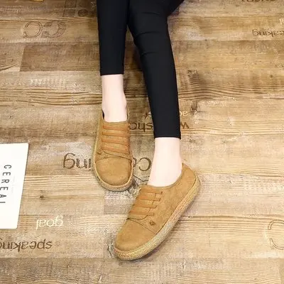 HLS023 ladies fashion Soft bottom Suede student Comfortable flat women canvas casual shoes