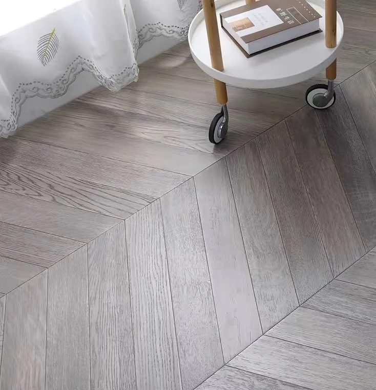 KANGTON Light Gray Herringbone Wood Engineered Flooring