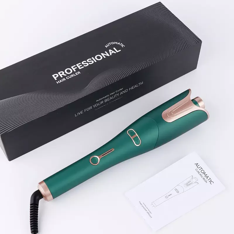 LCD Display Curling Iron Wand Ceramic Infrared Hair Curler Fast Heating Auto Shut-Off Spin Iron for Hair Styling