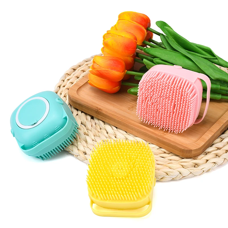 Reusable Exfoliating Body Scrub Soft Silicone Massage Exfoliating Bath Bath Brush with Soap Dispenser