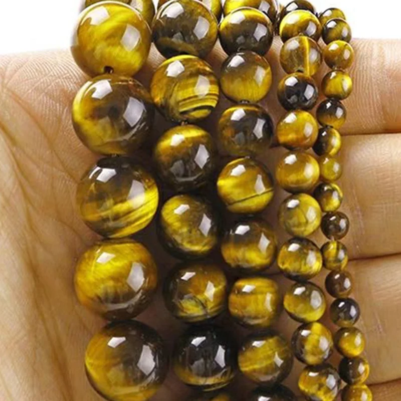 Wholesale natural gemstone beads 6mm to 20mm smooth round loose brown tiger eye beads for DIY jewelry making