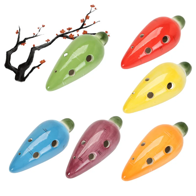 wholesale animal fruit shape fish hippo apple  carrot ocarina 6 hole musical instrument for child gift