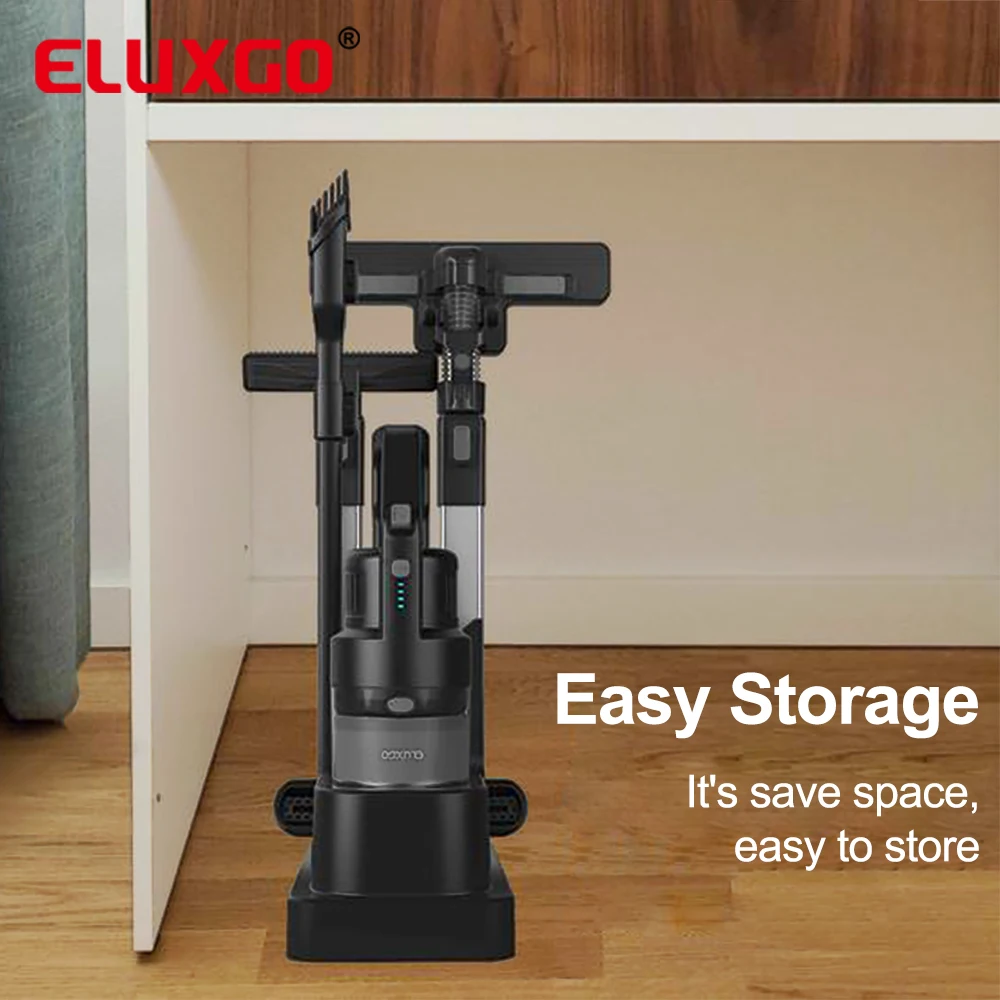 ELUXGO Strong Power  Multifunctional double filtration handheld cordless cyclone Vacuum Cleaner for bed/pet hair clean machine