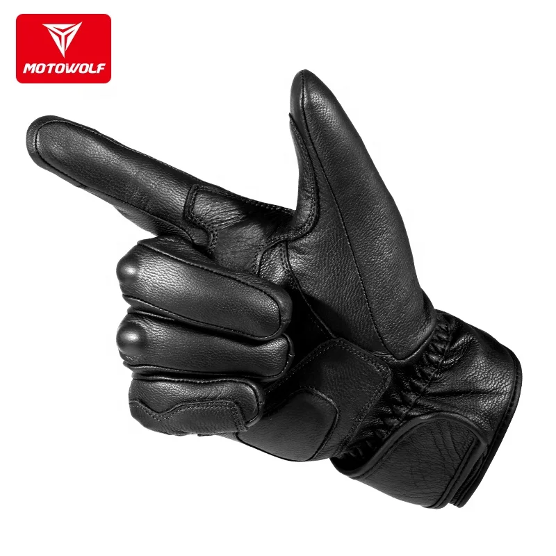 MOTOWOLF new sheepskin gloves windproof and wear-resistant winter motorcycle riding racing gloves
