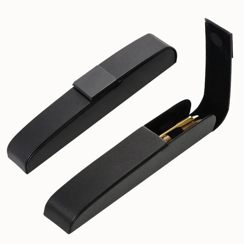 Luxury Black PU Leather Single Pen Pen Case Popular Business-Style Magnetic Clamshell Gift Box with Custom Logo School Use