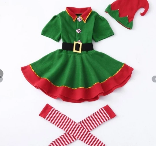 Factory Price Cosplay Christmas Elf Santa Costume Kids Women Dress