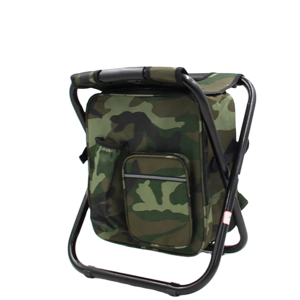 Folding Camping Chair Stool Backpack with Cooler Insulated Picnic Bag Hiking Camouflage Seat Table Bag Fishing Travel Beach BBQ