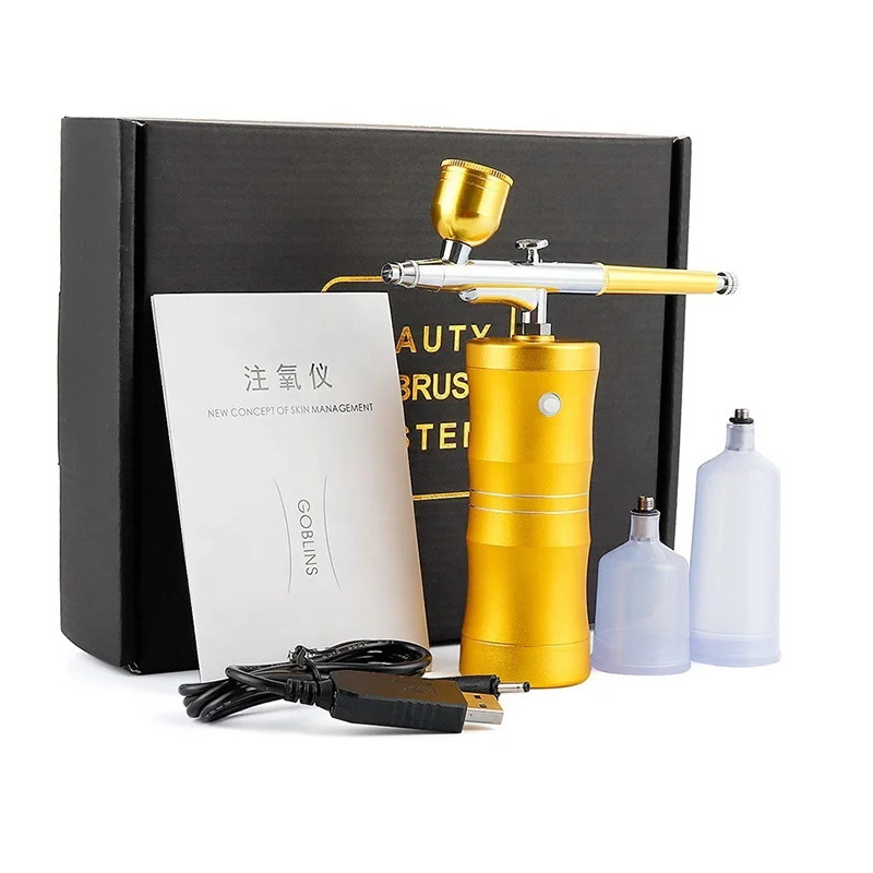 2024 hot selling 7.4V Custom New Makeup Airbrush Machine Spray Gun Facial Airbrush Set Nail Airbrush For Make Up Nail Art Paint