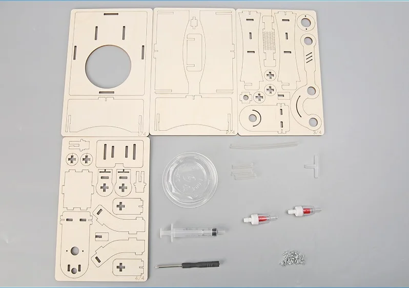 Diy Wooden Hand Pressure Water Pump Science Class Experimental Materials Kit Stem Puzzle Toys for Kids