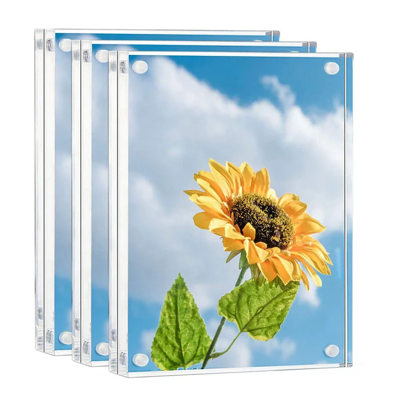 Acrylic Magnet Photo Frame Picture Holder Clear Photo Frame Free Standing for Tabletop