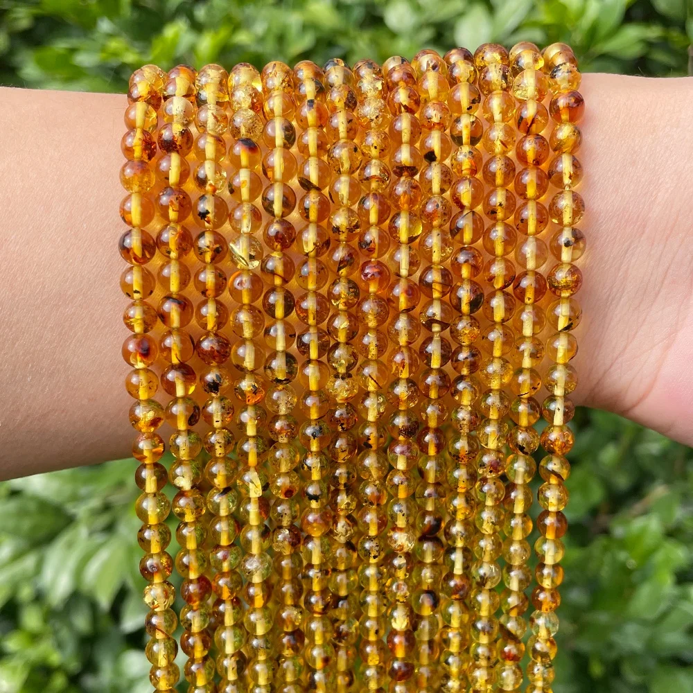 Wholesale A+ Natural 5-6mm the Baltic Sea Amber Loose Gem Stone Beads for Jewelry Making Bracelet DIY Accessories