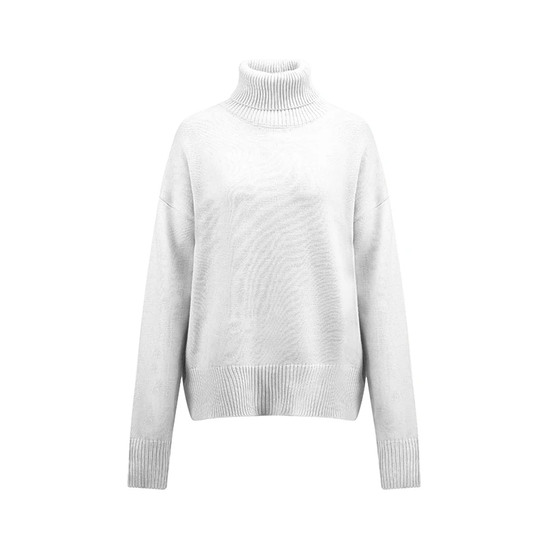 wholesale Europe Hot Sales Wool knit warm high collar lady sweater Classic Casual Plain sweater long sleeves women pullover